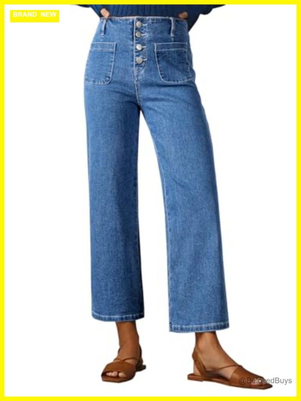 Sidefeel Wide Leg High Waisted Baggy Jeans Large Pockets Casual